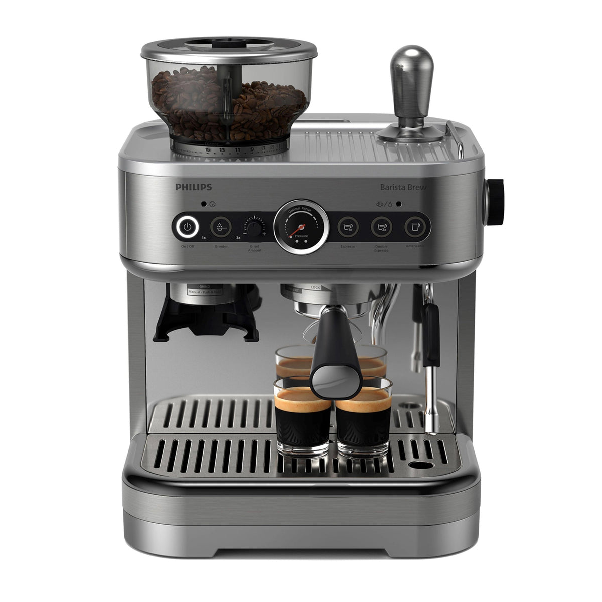 Philips Barista Brew — semi-automatic espresso machine with dual bean hoppers
